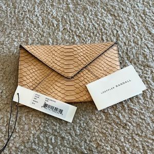 Loeffler Randall Nude Envelope Python Leather Clutch